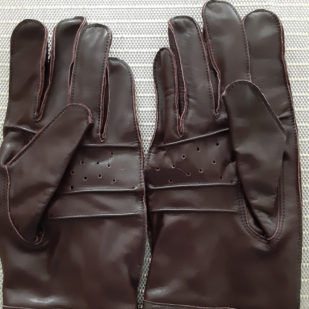 Mens Brown Leather Driving Gloves Size Extra Large